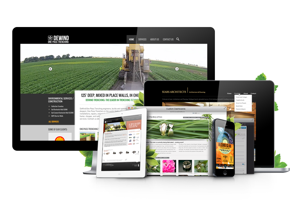 Various website design, mobile design, by Planted Media